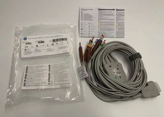 Grey 10 Lead ECG Kabel Dengan 15 Pin US Standar Pisang Konektor 4.0