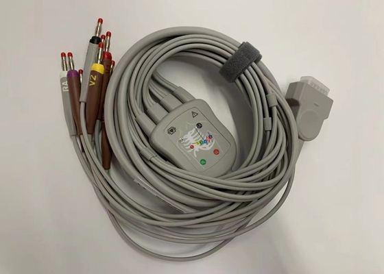 Grey 10 Lead ECG Kabel Dengan 15 Pin US Standar Pisang Konektor 4.0