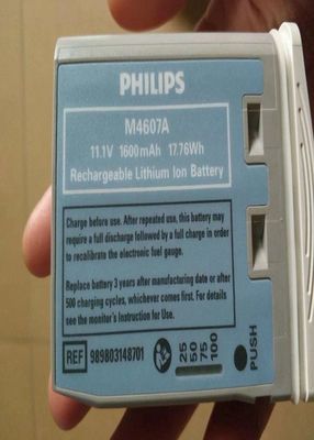 M4607A Baterai Peralatan Medis, Baterai Li-ion isi ulang 11.1V 1600mAh 17.76Wh