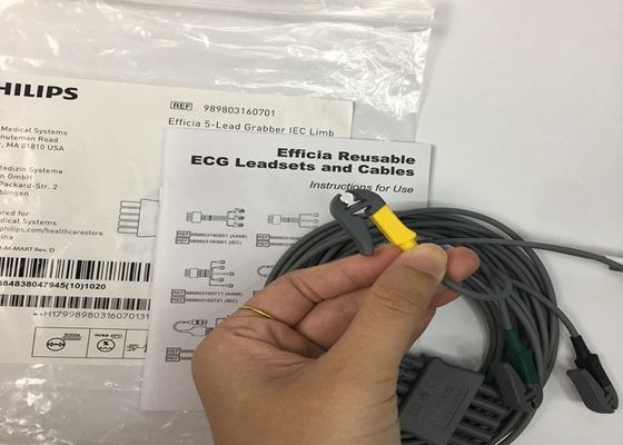 PHLIP Efficia digunakan kembali 5 Lead ECG Kabel IEC Limb Untuk Dewasa
