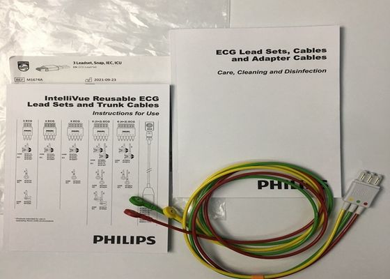 M1674A EKG Lead Set Kabel 3 Lead IEC ICU 1M Untuk Peralatan Medis