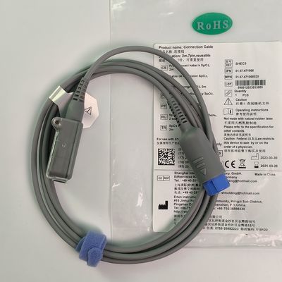 REF SHEC3 Kabel Ekstensi Oksigen Darah 2M Kepala Bunder Biru Slot Tunggal 7 Pin L 2,0 Meter