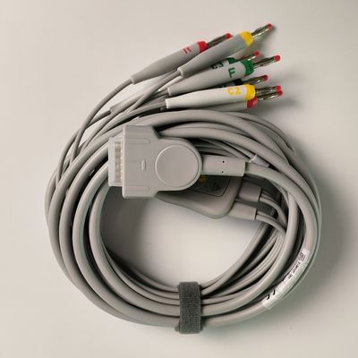 Mesin elektrokardiogram terintegrasi 12 kawat timbal dengan 15 pin standar Eropa IEC kepala pisang 4.0