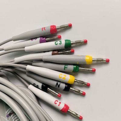 Mesin elektrokardiogram terintegrasi 12 kawat timbal dengan 15 pin standar Eropa IEC kepala pisang 4.0