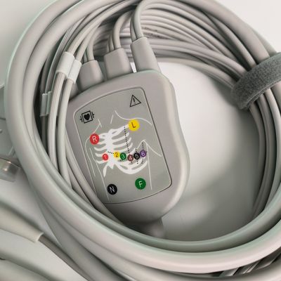 Mesin elektrokardiogram terintegrasi 12 kawat timbal dengan 15 pin standar Eropa IEC kepala pisang 4.0