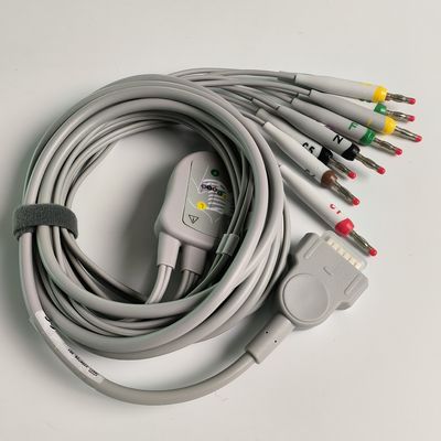 Mesin elektrokardiogram terintegrasi 12 kawat timbal dengan 15 pin standar Eropa IEC kepala pisang 4.0