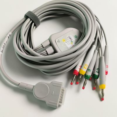 Mesin elektrokardiogram terintegrasi 12 kawat timbal dengan 15 pin standar Eropa IEC kepala pisang 4.0