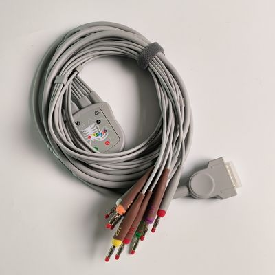Mesin Elektrokardiogram Terintegrasi 12 Wire Lead 15 Pin Kepala Pisang 4.0 Panduan Dada 3.2M