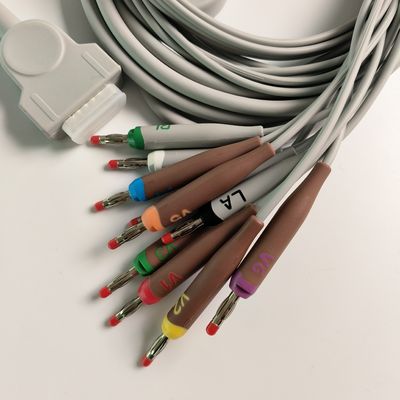 Mesin Elektrokardiogram Terintegrasi 12 Wire Lead 15 Pin Kepala Pisang 4.0 Panduan Dada 3.2M