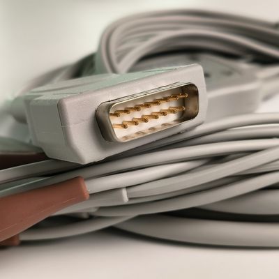 Mesin Elektrokardiogram Terintegrasi 12 Wire Lead 15 Pin Kepala Pisang 4.0 Panduan Dada 3.2M