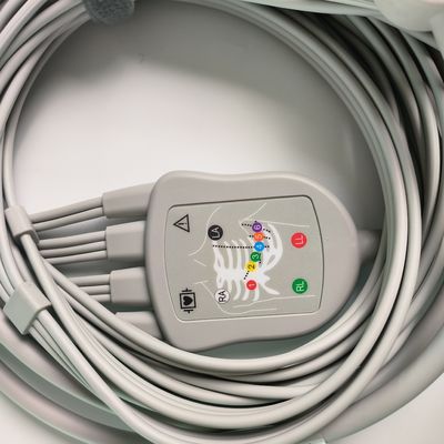 Mesin Elektrokardiogram Terintegrasi 12 Wire Lead 15 Pin Kepala Pisang 4.0 Panduan Dada 3.2M