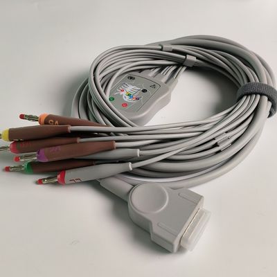 Mesin Elektrokardiogram Terintegrasi 12 Wire Lead 15 Pin Kepala Pisang 4.0 Panduan Dada 3.2M