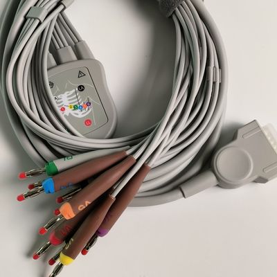 Mesin Elektrokardiogram Terintegrasi 12 Wire Lead 15 Pin Kepala Pisang 4.0 Panduan Dada 3.2M