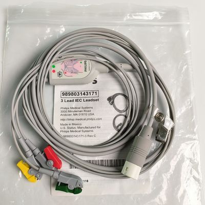 PHILIP Original 3 Lead IEC Leadset Merah, Hijau, Kuning, 2.6 M Machine End Round 12 Jarum PN:989803143171