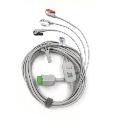 5831398 Leadwire And Trunk Cable ECG 3 Lead Cable Undetachable, Grabber, AHA,4.7M/15 FT