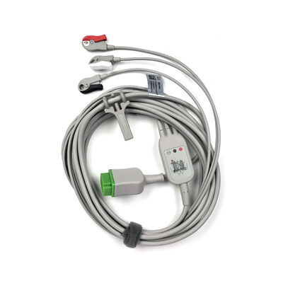 5831398 Leadwire And Trunk Cable ECG 3 Lead Cable Undetachable, Grabber, AHA,4.7M/15 FT