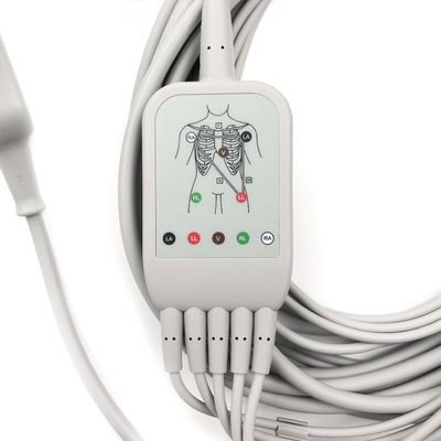 5831400 Leadwire And Trunk Cable ECG 5 Lead Cable Undetachable, Grabber, AHA,4.7M/15 FT