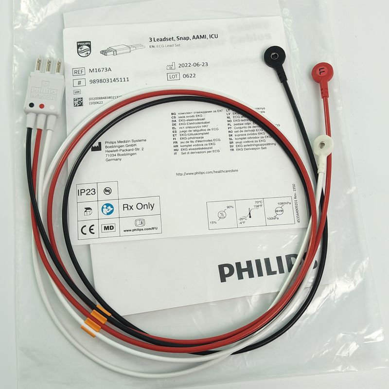 REF M1673A PHILIP Monitor Pasien CBL 3 Ledset Snap AAMI ICU PN 989803145111