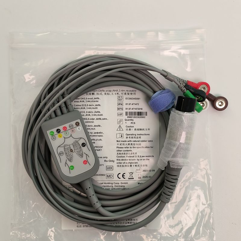 REF EC05DAS061 Monitor Heart Wire Terintegrasi 5 Lead Defibrillation Resistant Buckle Type