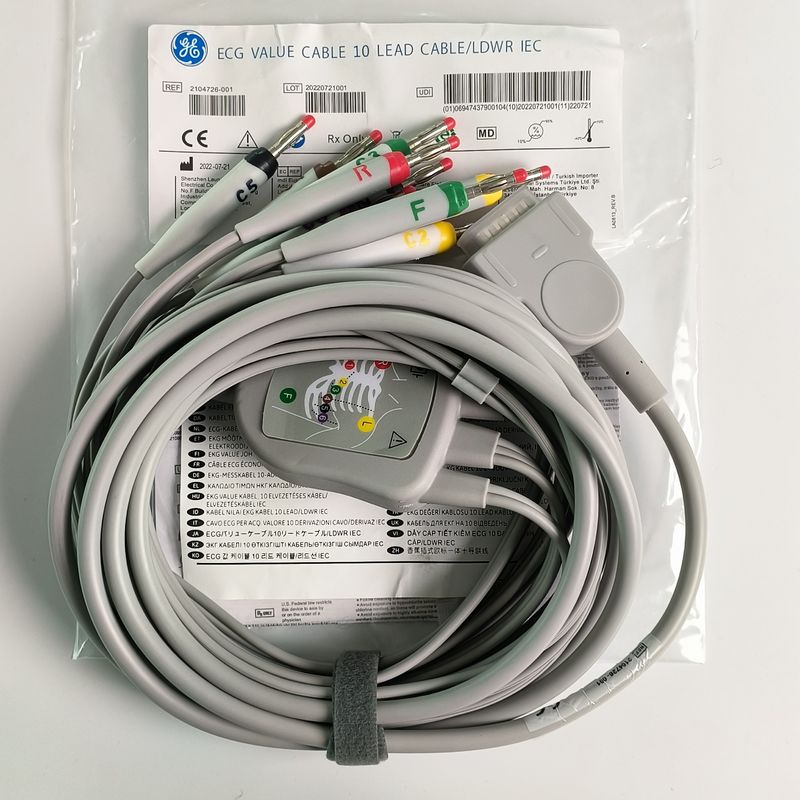 Mesin elektrokardiogram terintegrasi 12 kawat timbal dengan 15 pin standar Eropa IEC kepala pisang 4.0