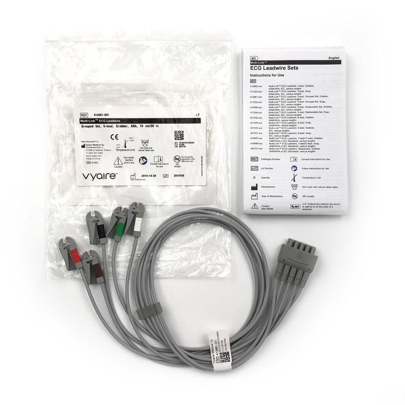 GE Ref:412681-001 Multi-Link EKG Leadwire Group Set,5 -Lead,Grabber,AHA 74 CM /29 IN