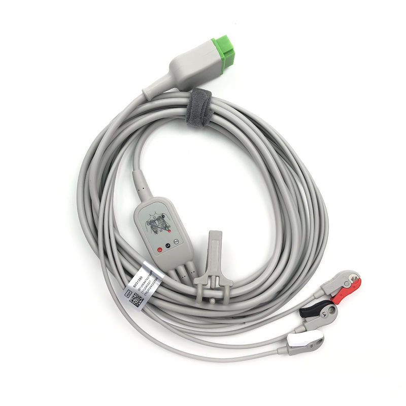 5831398 Leadwire And Trunk Cable ECG 3 Lead Cable Undetachable, Grabber, AHA,4.7M/15 FT