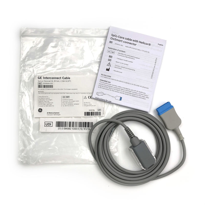 Kabel perawatan SpO2 dengan konektor Nellcor® OxiSmart REF 2006644-001 Nellcor® OxiSmart SpO2 (2.9 M/9.5 Ft)
